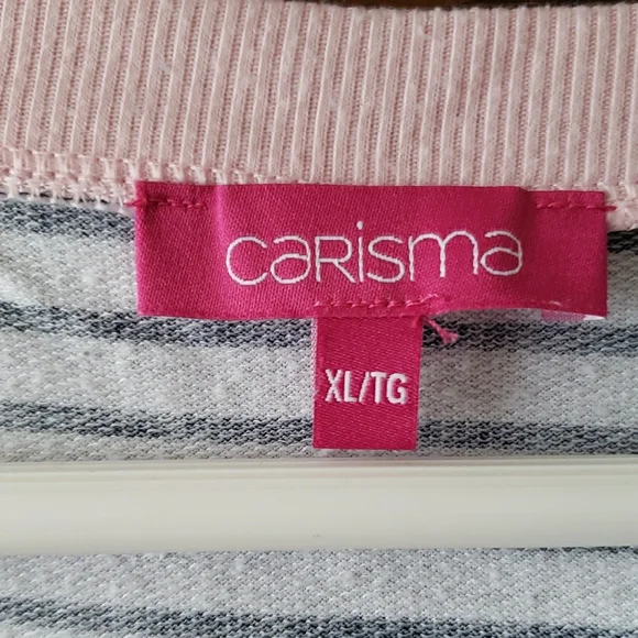 Carisma Women's Striped Pajama Set with Floral Accents - Picture 2 of 8